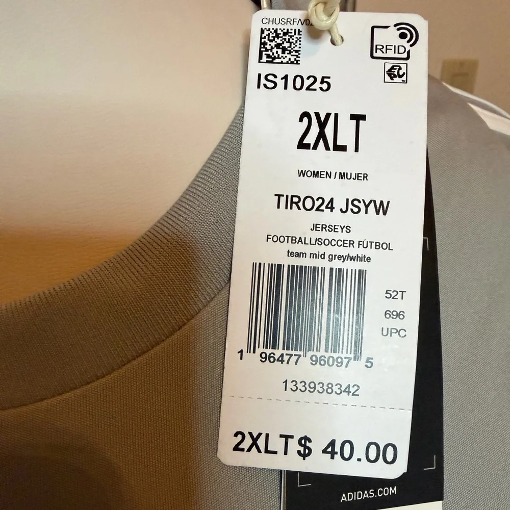 Adidas Gray and White Tiro24 Sports Tee Jersey - Picture 5 of 6